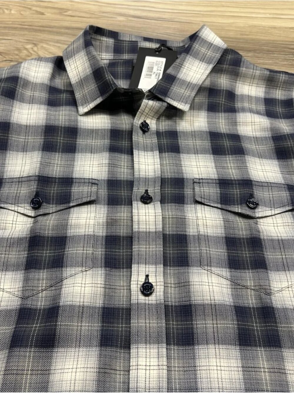 NWT!! G/Fore 100% Virgin Wool Shadow Plaid Shirt Twilight Blue Men’s L